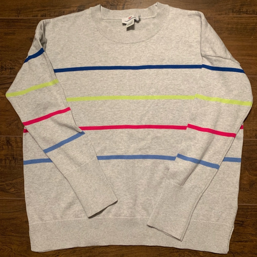 Vineyard Vines Gray Striped Sweater Medium